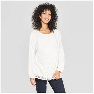 Isabel Maternity by Ingrid & Isabel White Blouse w/ Lace Details